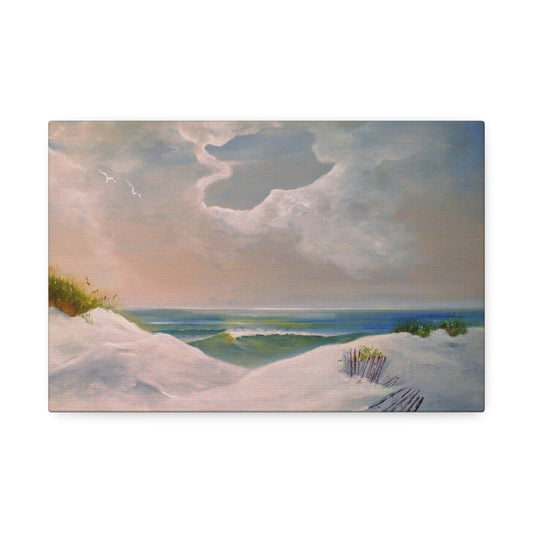 Impressionist Beach Scene with Angel Cloud on Canvas