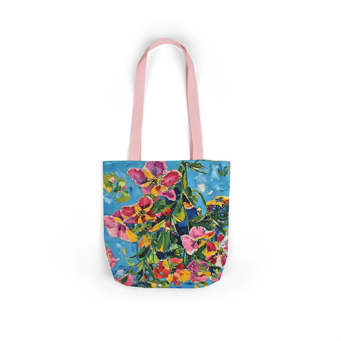 Floral Canvas Tote Bag — Bright Watercolor Garden Print
