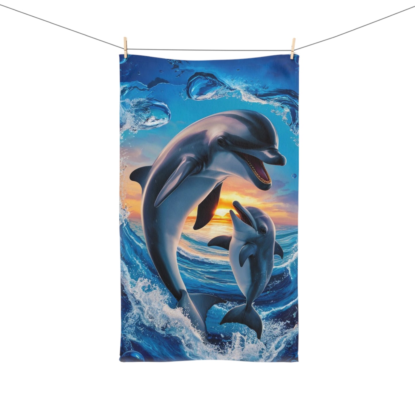 Joyful Dolphins Hand Towel