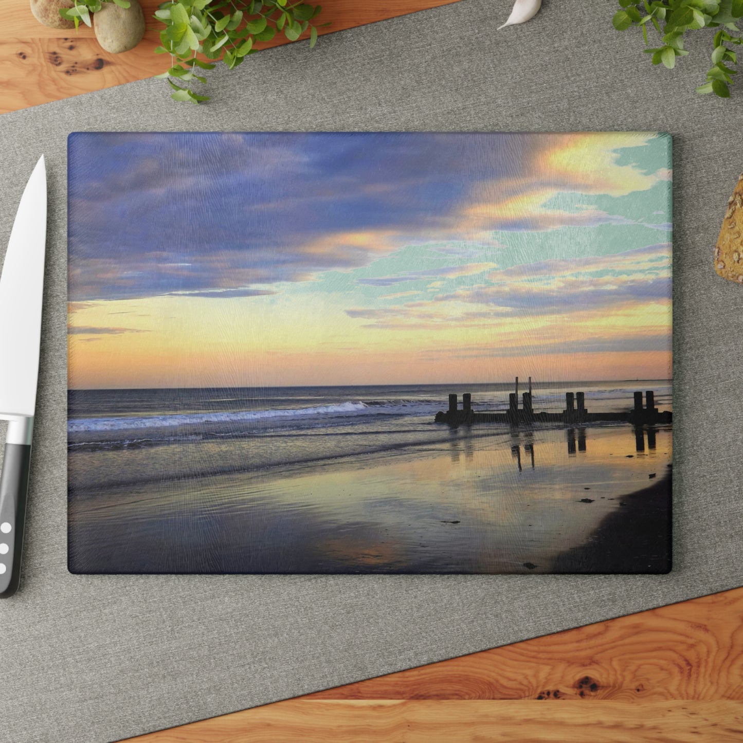 Sunset at Wildwood Beach Glass Cutting Board