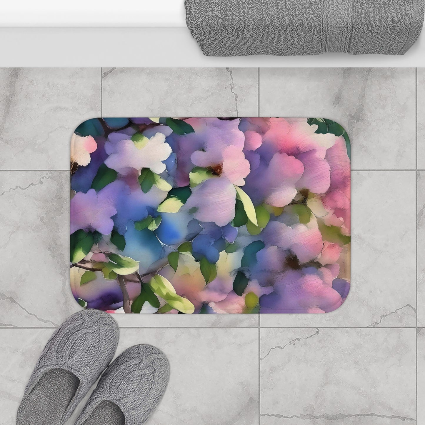 Impressionistic Floral  Bath Mat