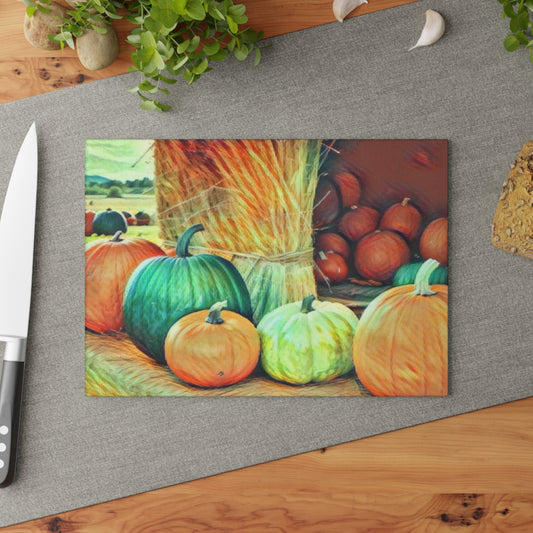 Fall Pumpkin Glass Cutting Board