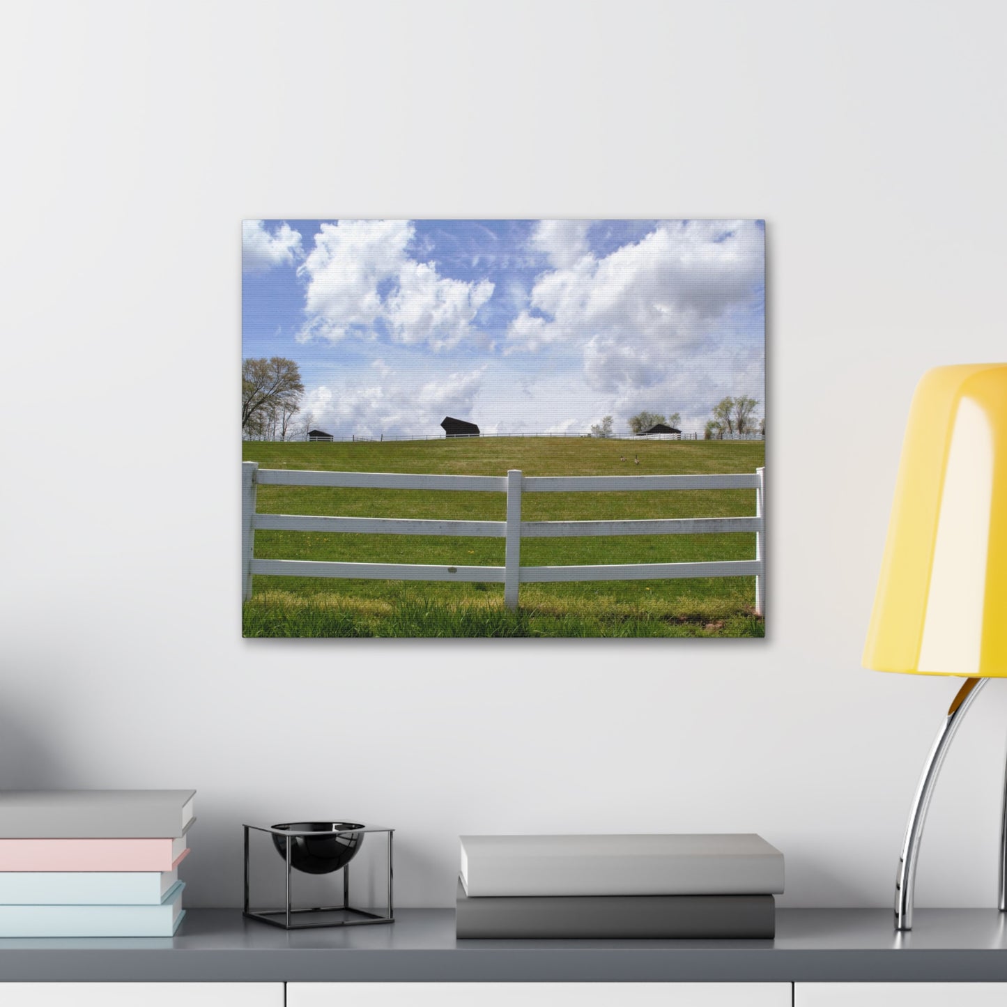 Farm Scene with White Fence Canvas