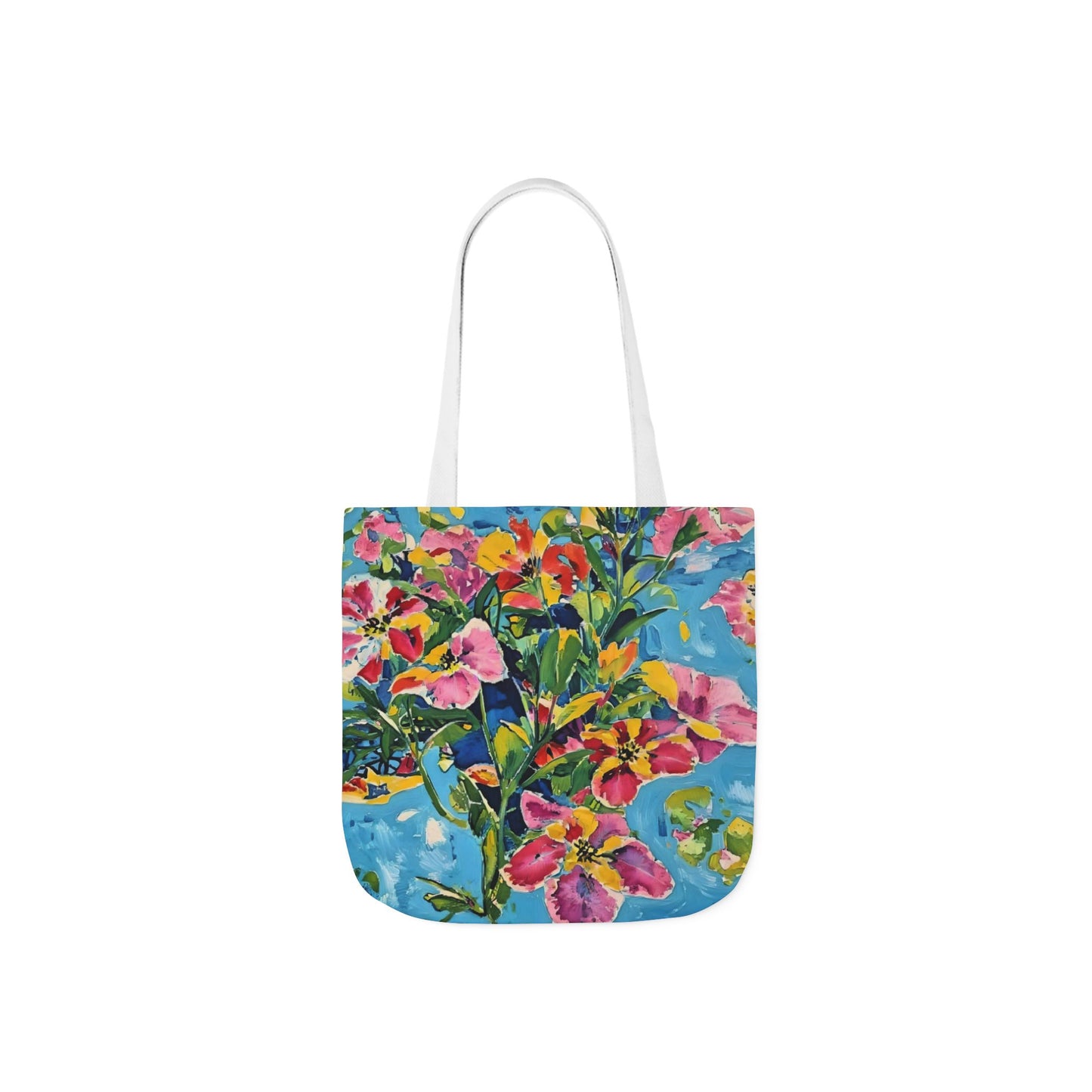 Floral Canvas Tote Bag — Bright Watercolor Garden Print