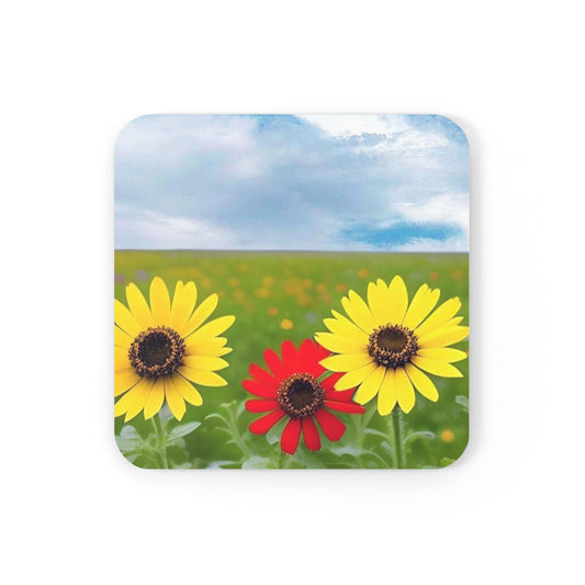 Daisies in a Field Cork Back Coaster