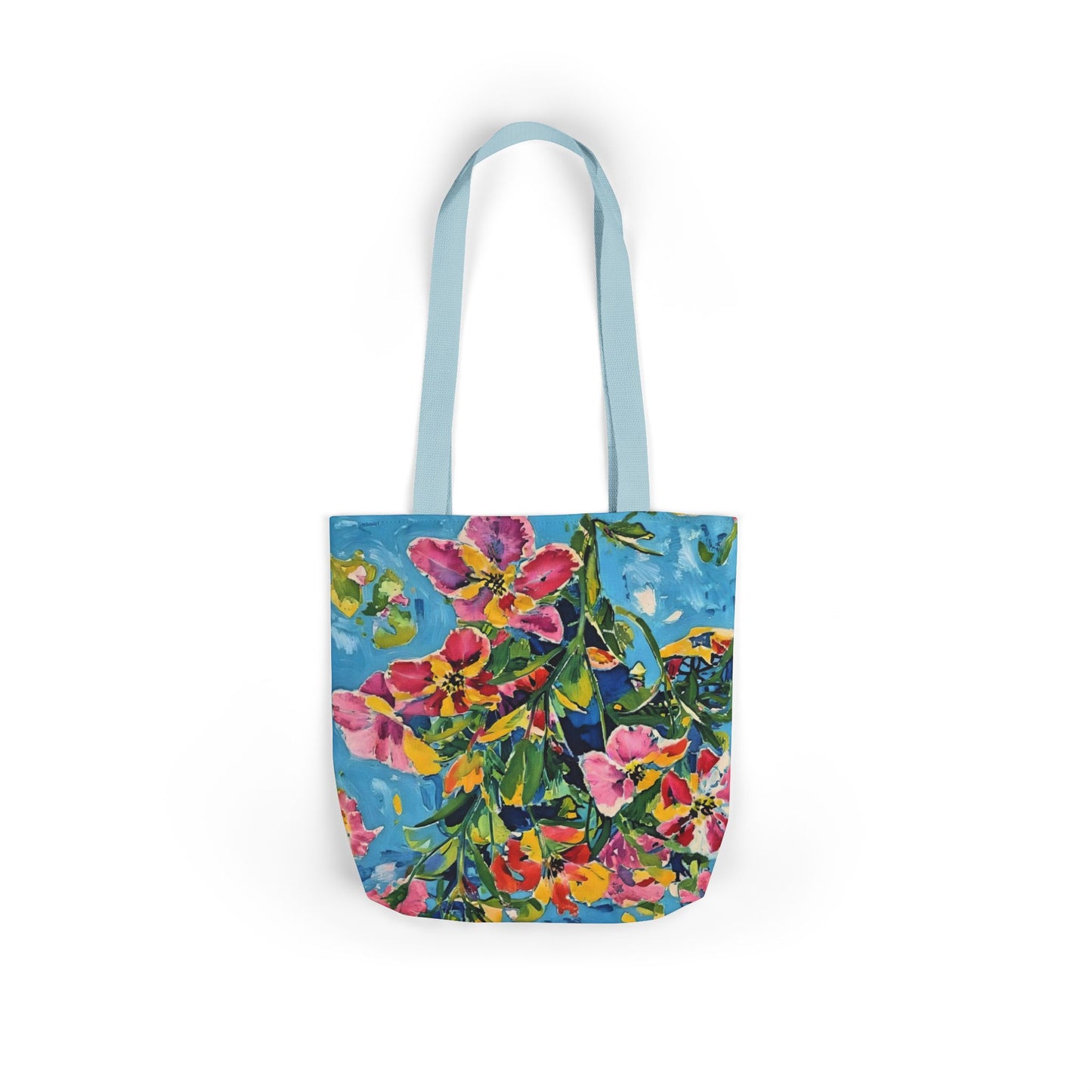 Floral Canvas Tote Bag — Bright Watercolor Garden Print