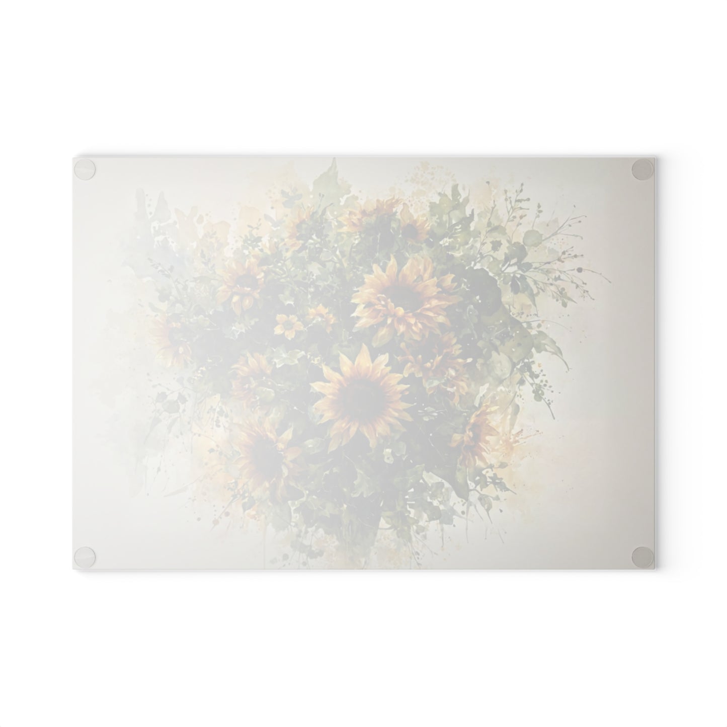 Sunflower Bouquet Glass Cutting Board — Bright Floral Kitchen Gift