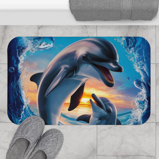 Joyful Dolphins Bath Mat