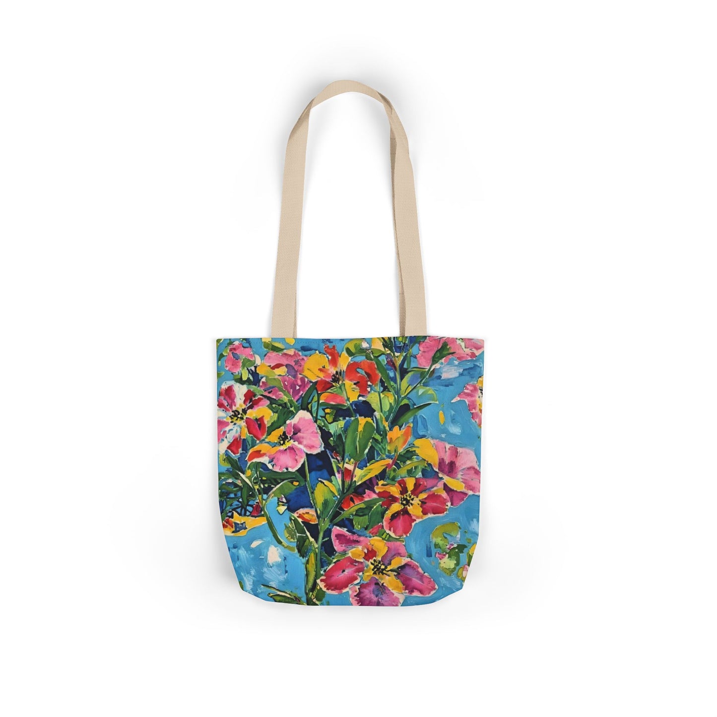 Floral Canvas Tote Bag — Bright Watercolor Garden Print