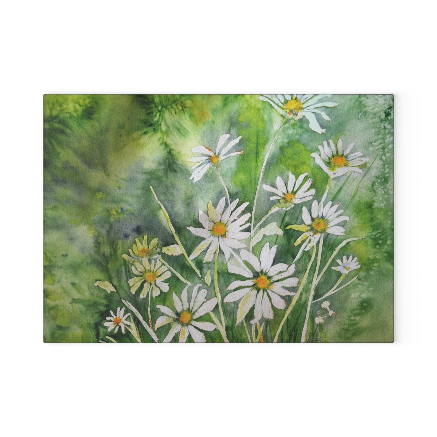 Dodie's Daisies Glass Cutting Board