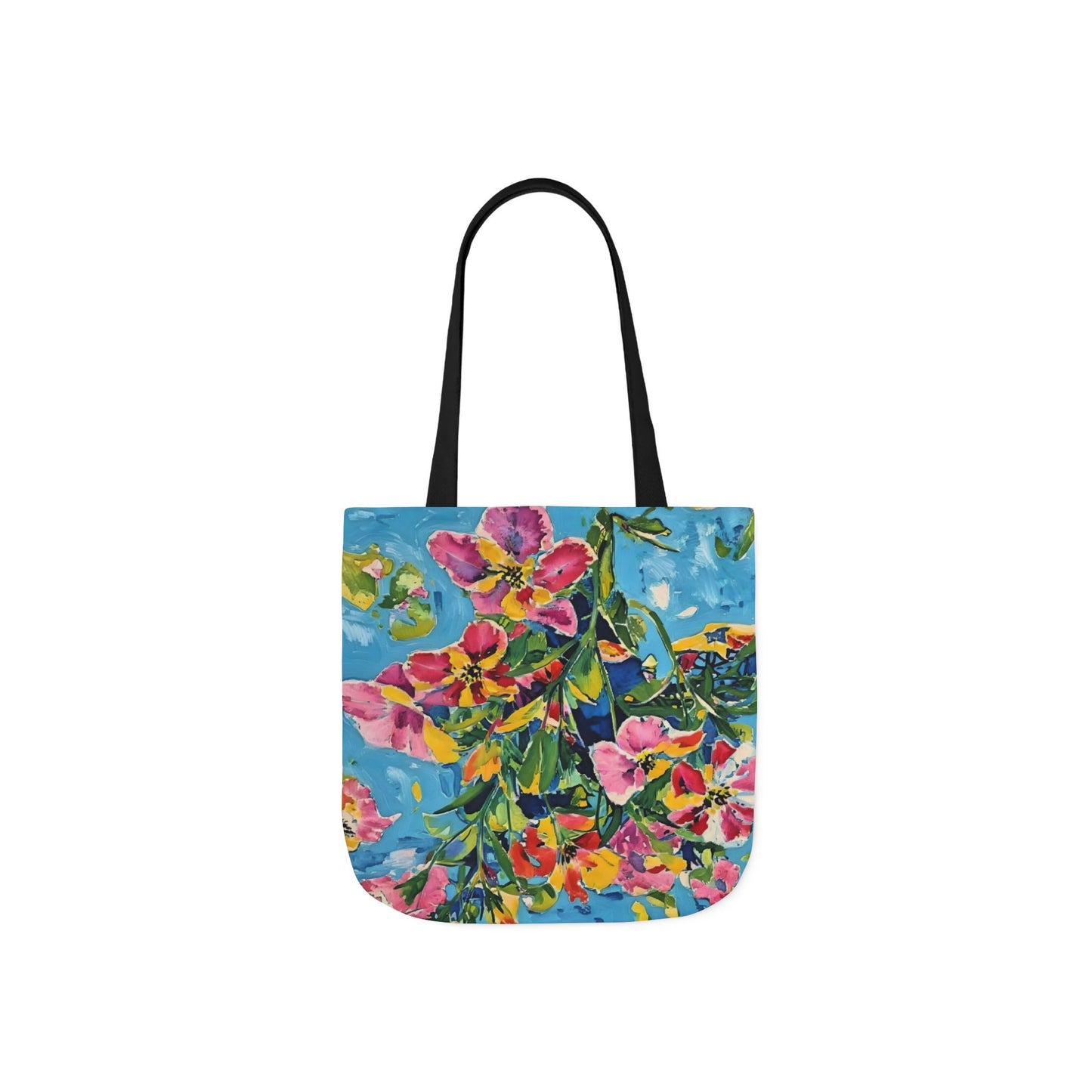 Floral Canvas Tote Bag — Bright Watercolor Garden Print
