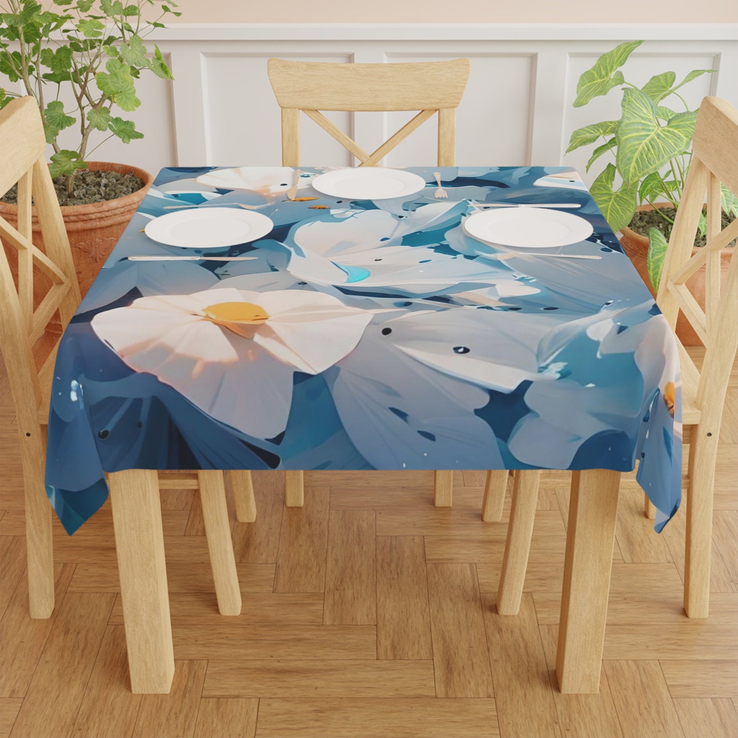 Pansies in the Ocean Accent Tablecloth