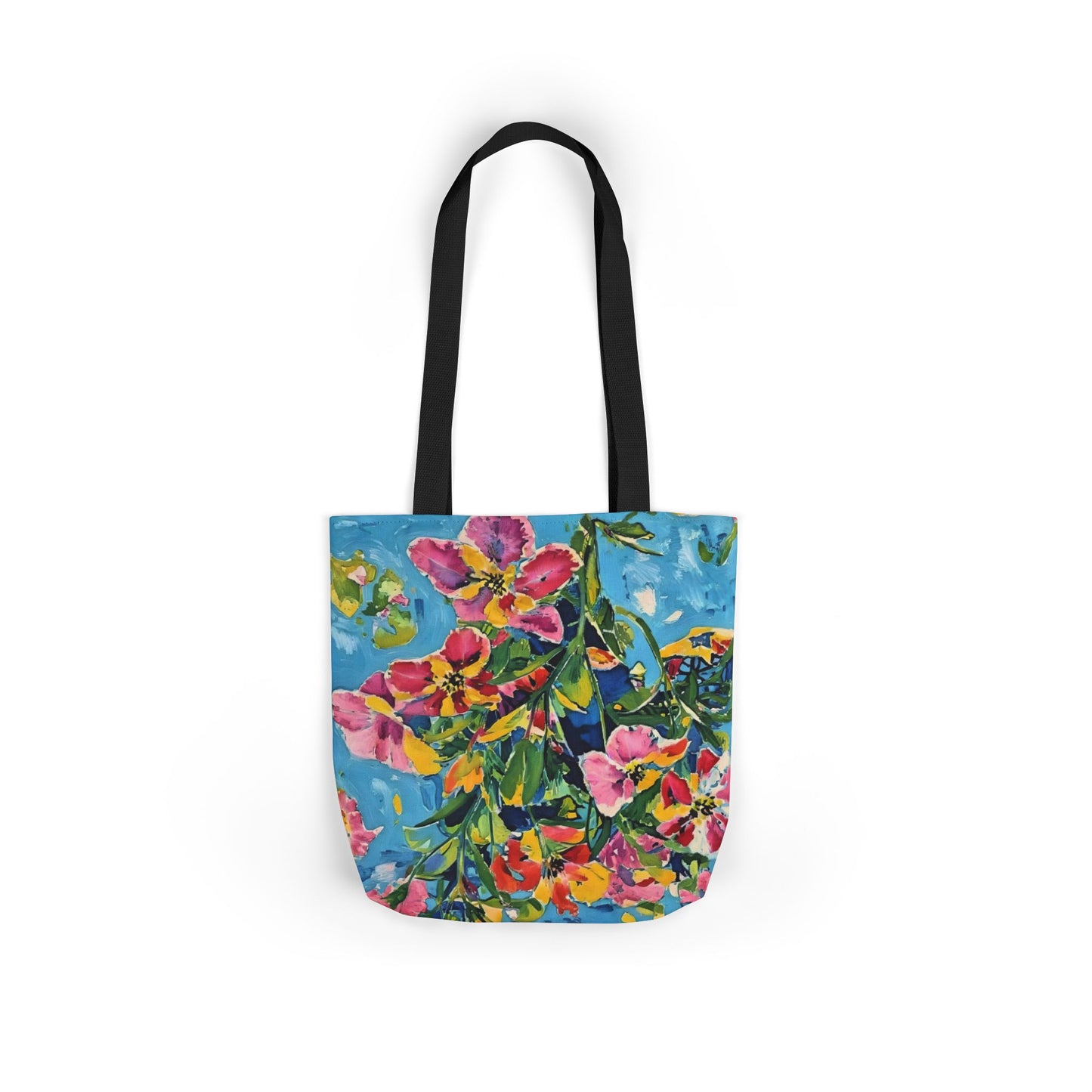 Floral Canvas Tote Bag — Bright Watercolor Garden Print