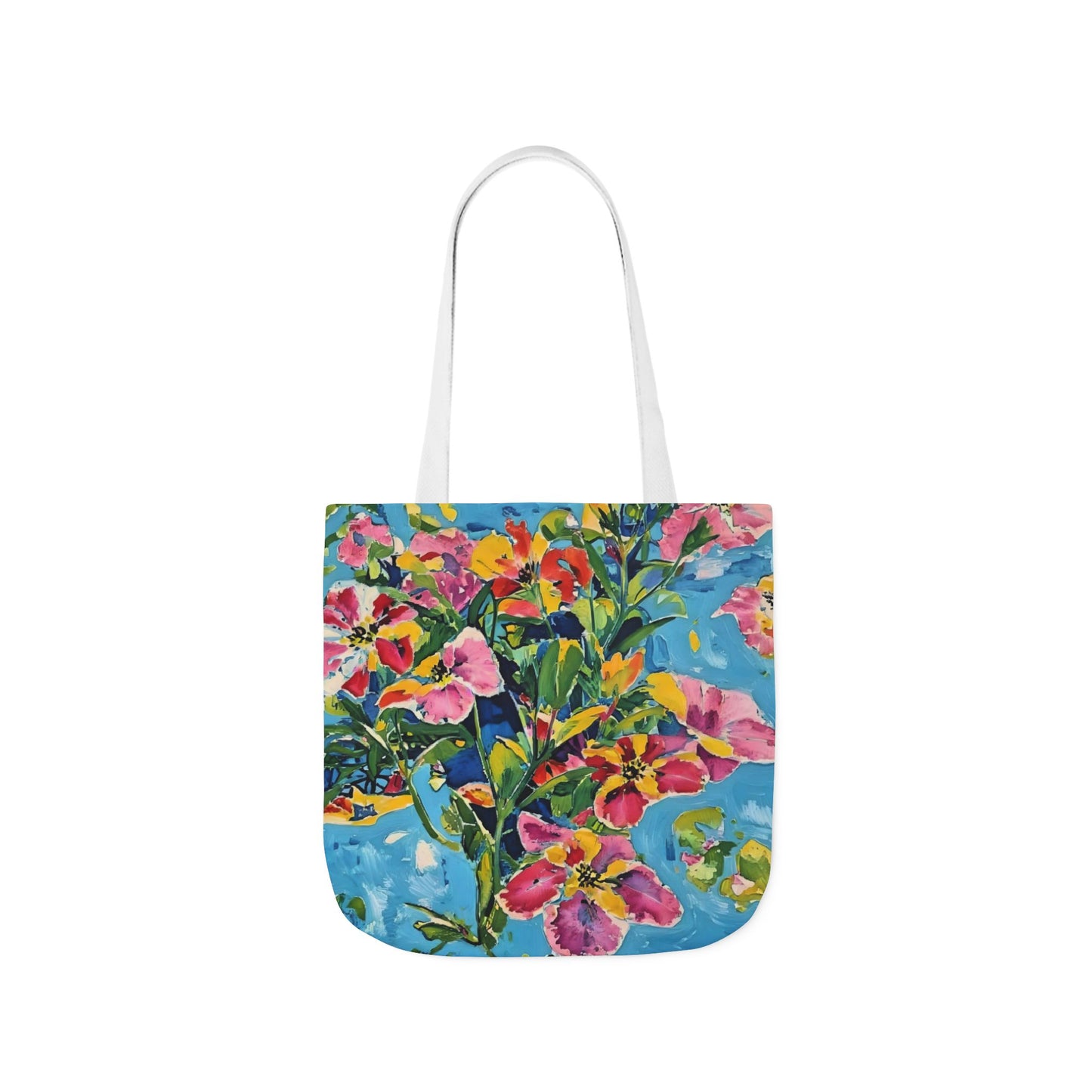 Floral Canvas Tote Bag — Bright Watercolor Garden Print