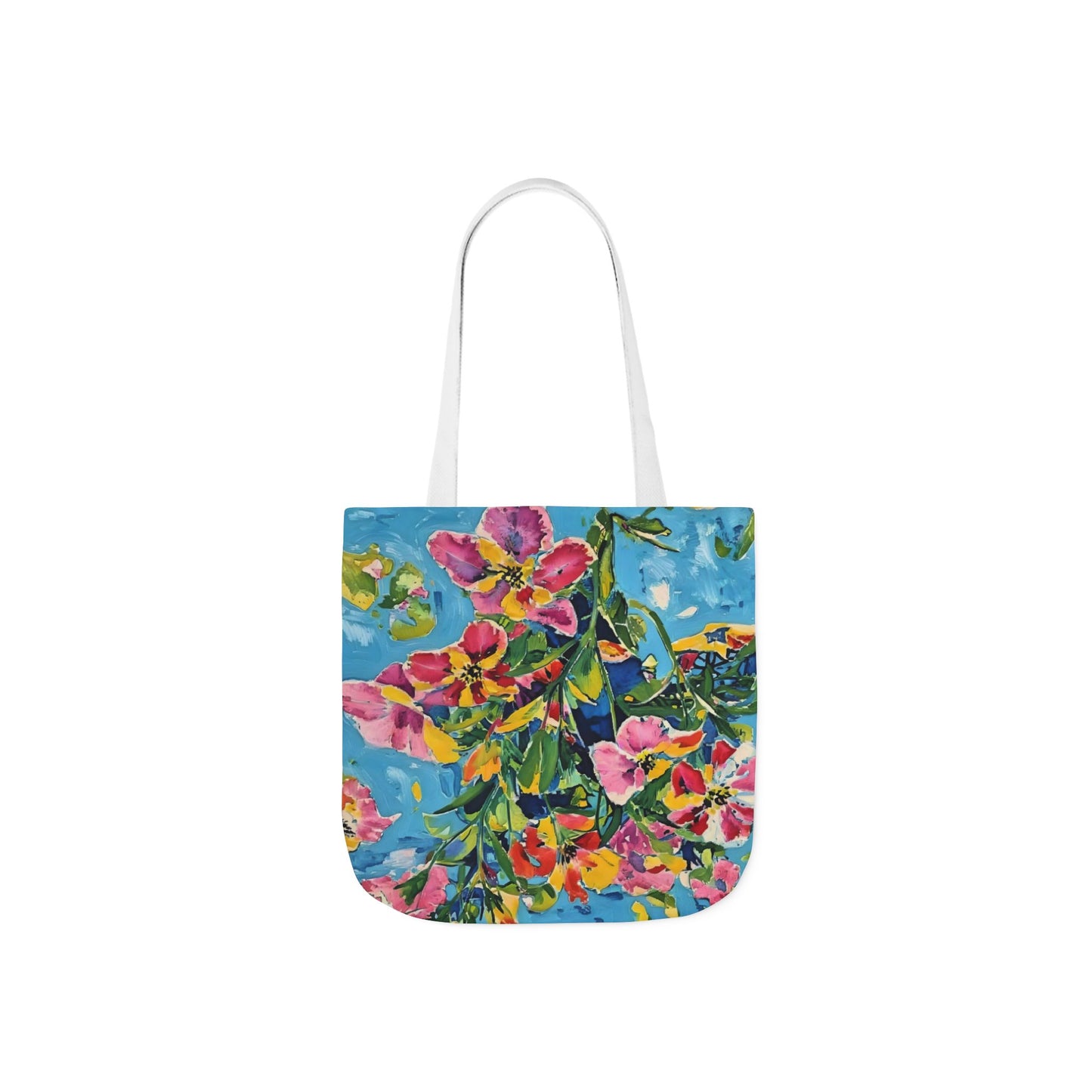 Floral Canvas Tote Bag — Bright Watercolor Garden Print