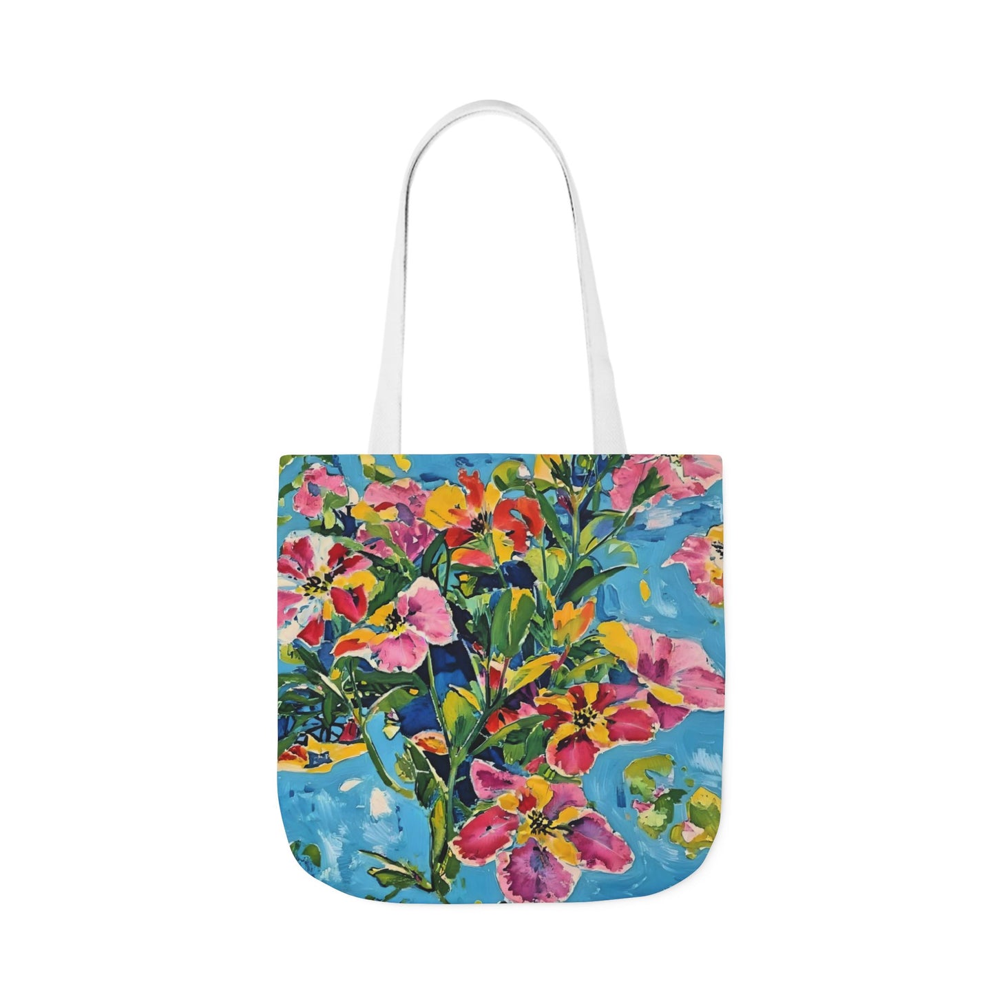 Floral Canvas Tote Bag — Bright Watercolor Garden Print