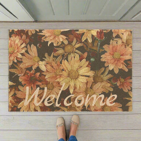 Fall Asters Welcome Doormat