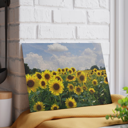 Sunflower Field Glass Cutting Board