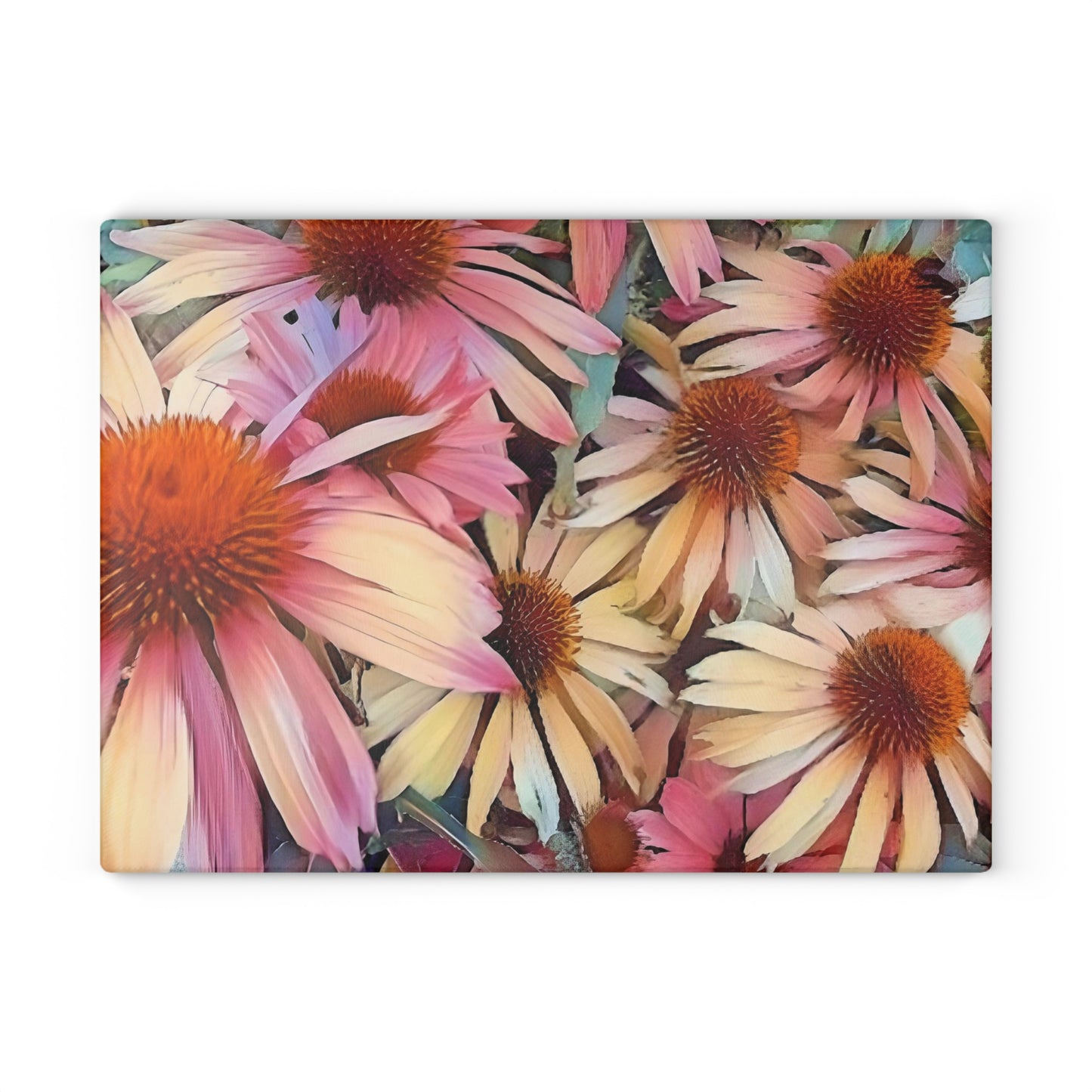 Pink Daisy Boho Glass Cutting Board