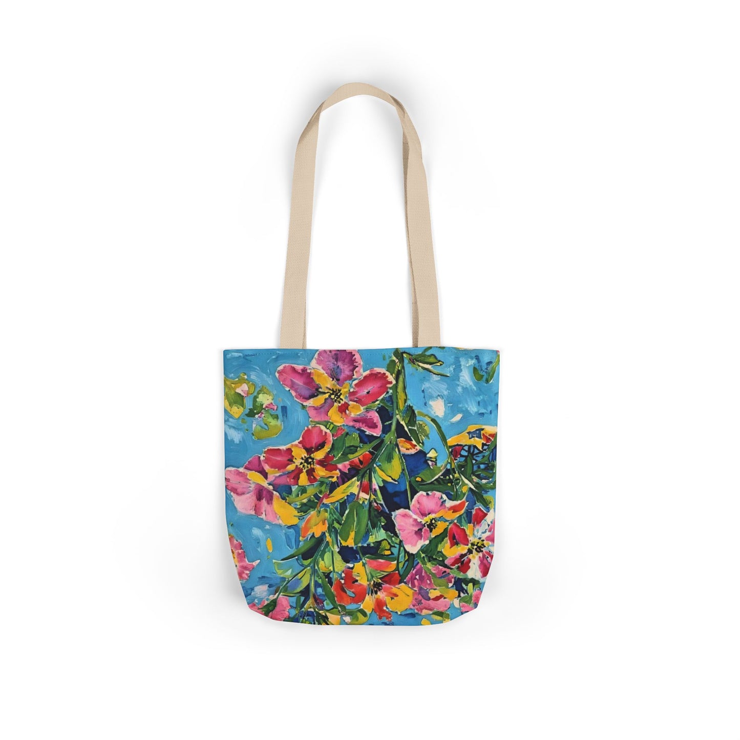 Floral Canvas Tote Bag — Bright Watercolor Garden Print