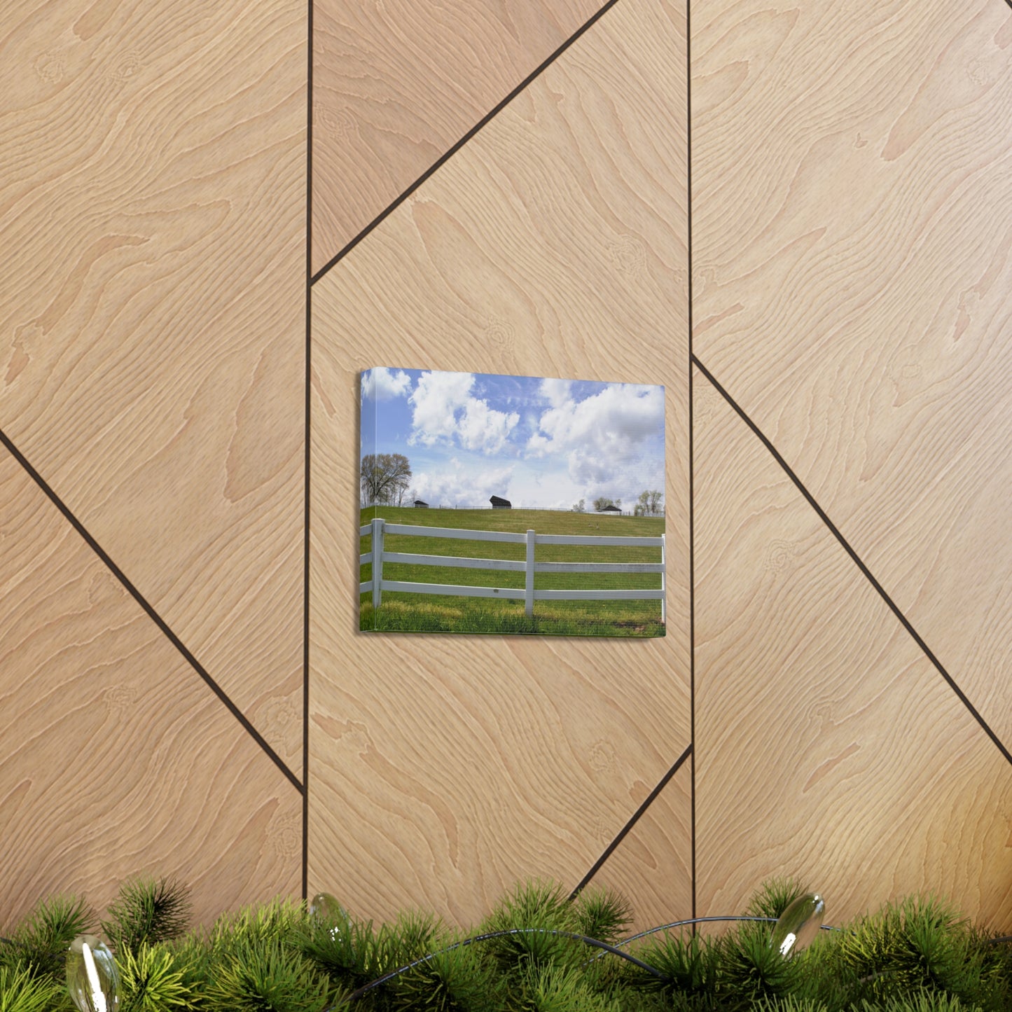 Farm Scene with White Fence Canvas