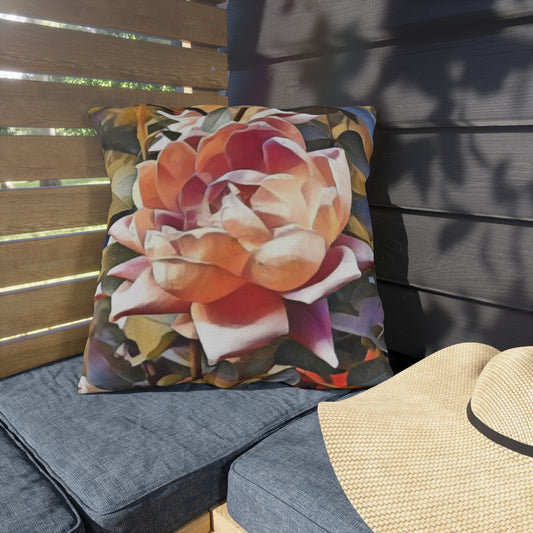 Apricot Rose Outdoor Pillow