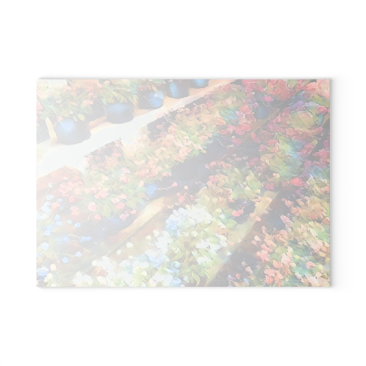 Impressionist Spring Flower Pot Glass Cutting Board