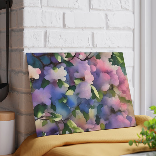 Impressionistic Floral Glass Cutting Board