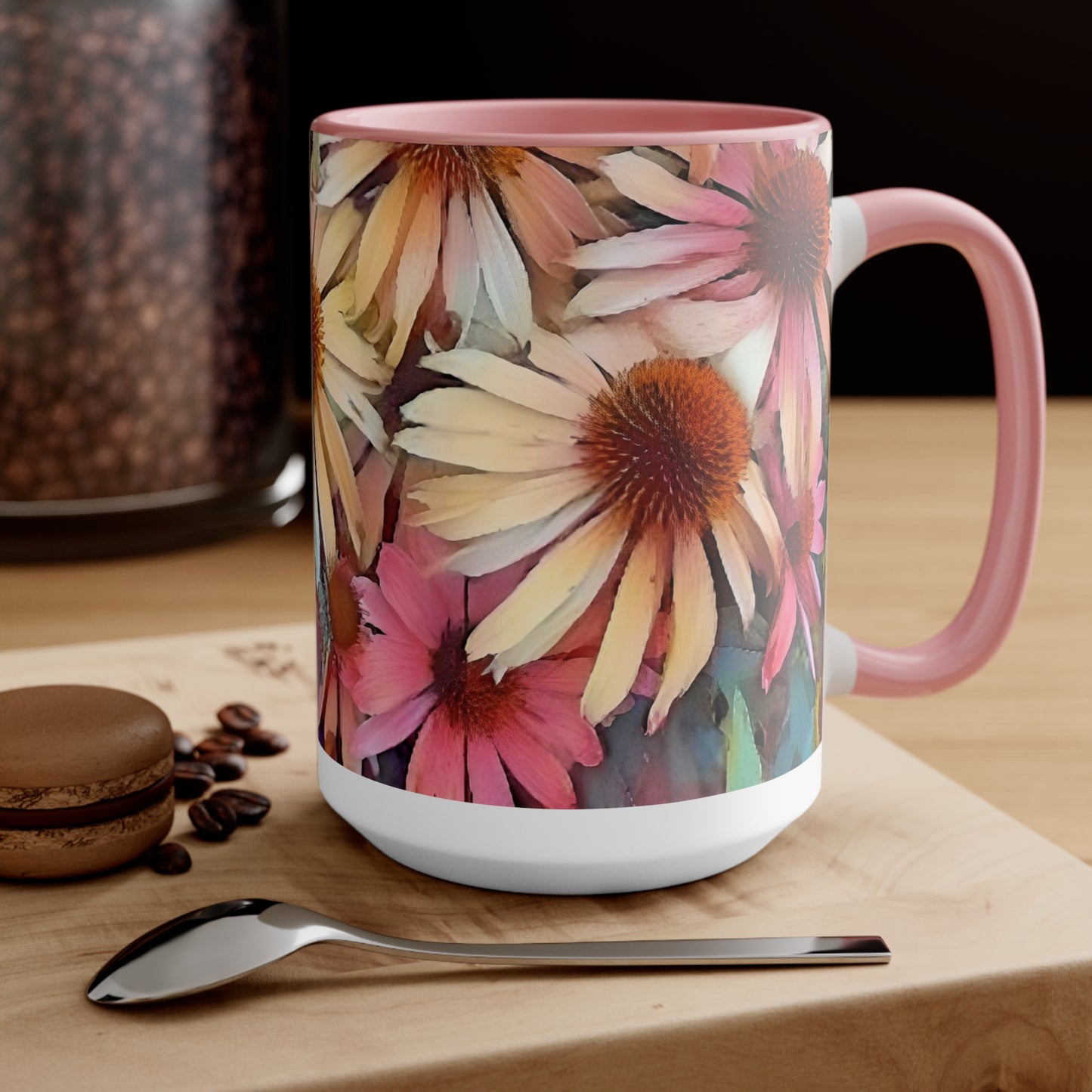 Pink Daisy Boho Accent Mugs