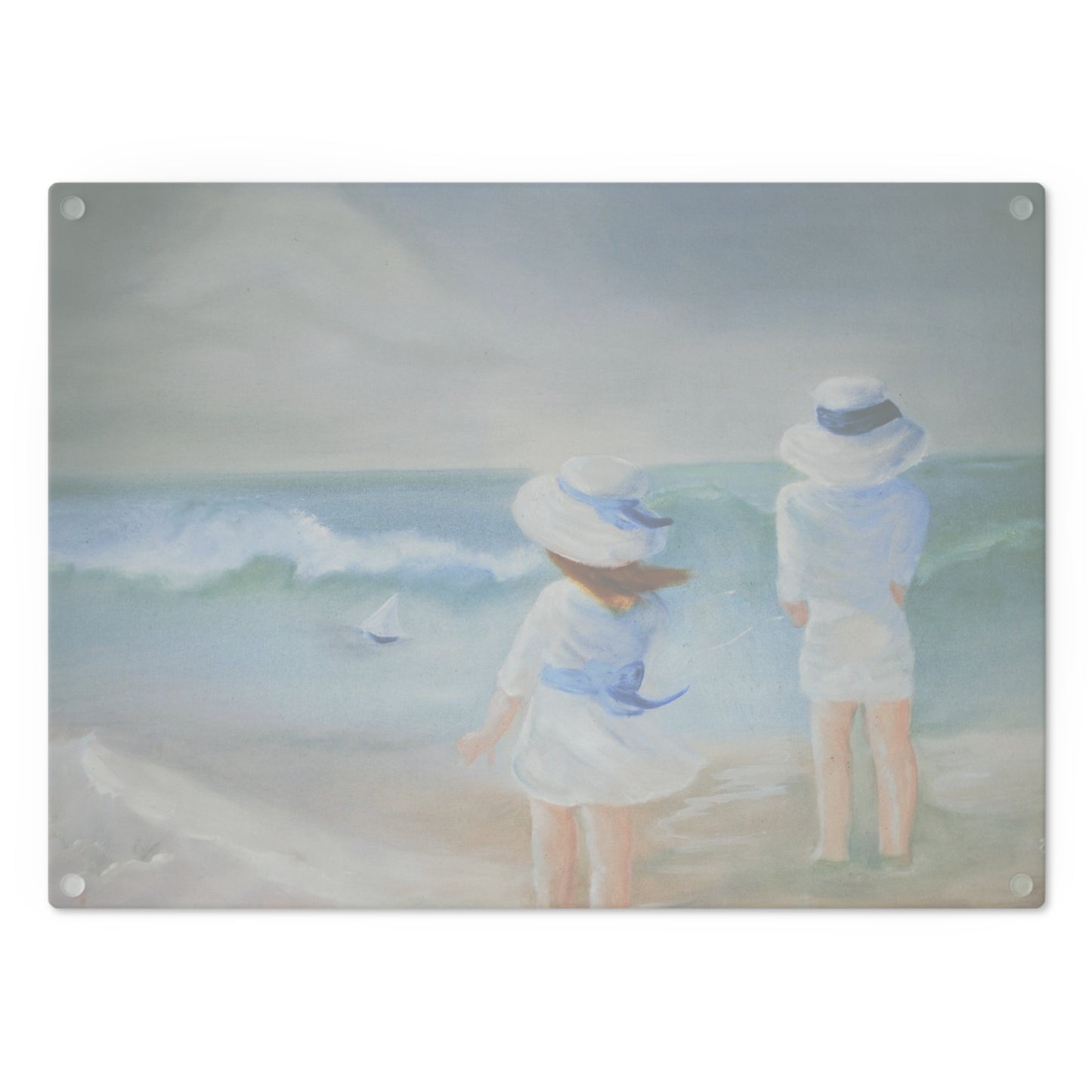 Dodie's Boy and Girl at the Beach Glass Cutting Board