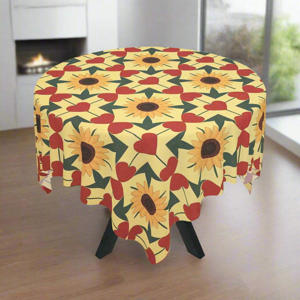 Heart and Sunflower Quilt-LikeTablecloth