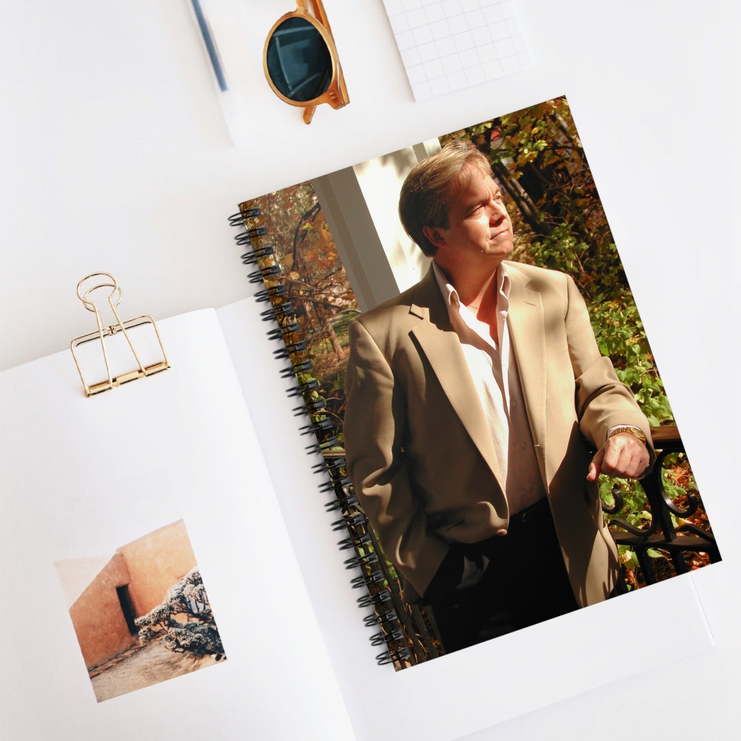 Man Admiring Fall Foliage Spiral Notebook - Ruled Line