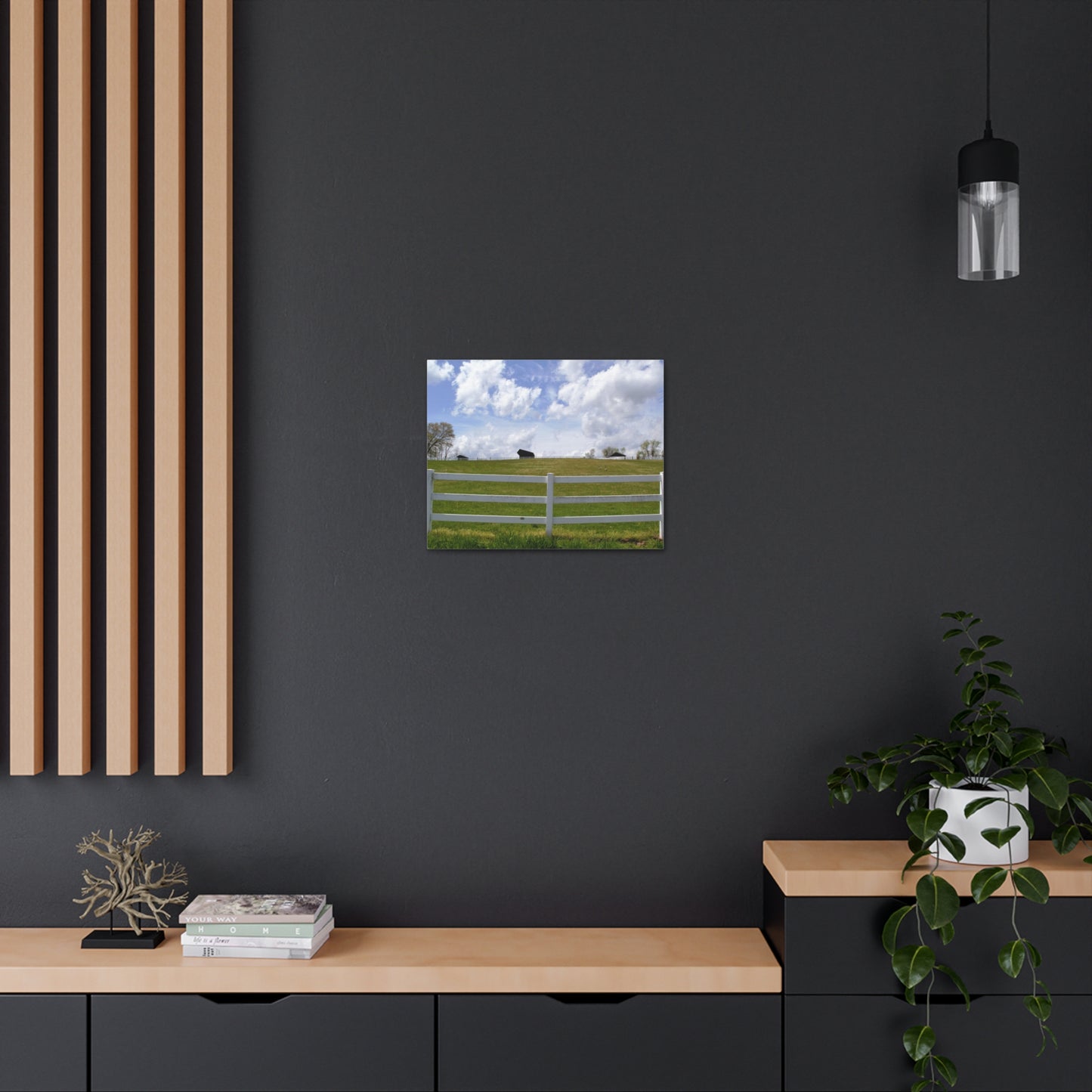 Farm Scene with White Fence Canvas