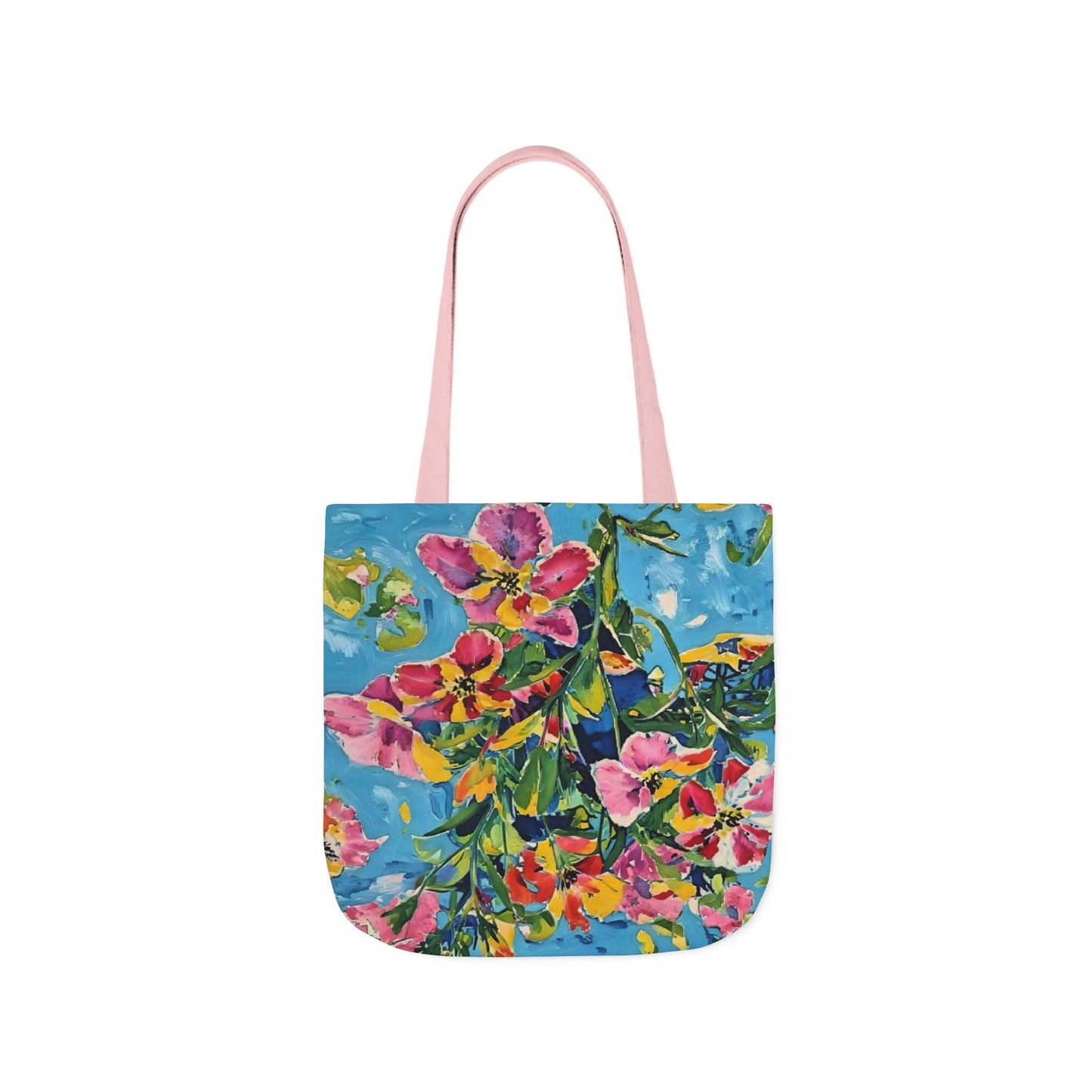 Floral Canvas Tote Bag — Bright Watercolor Garden Print