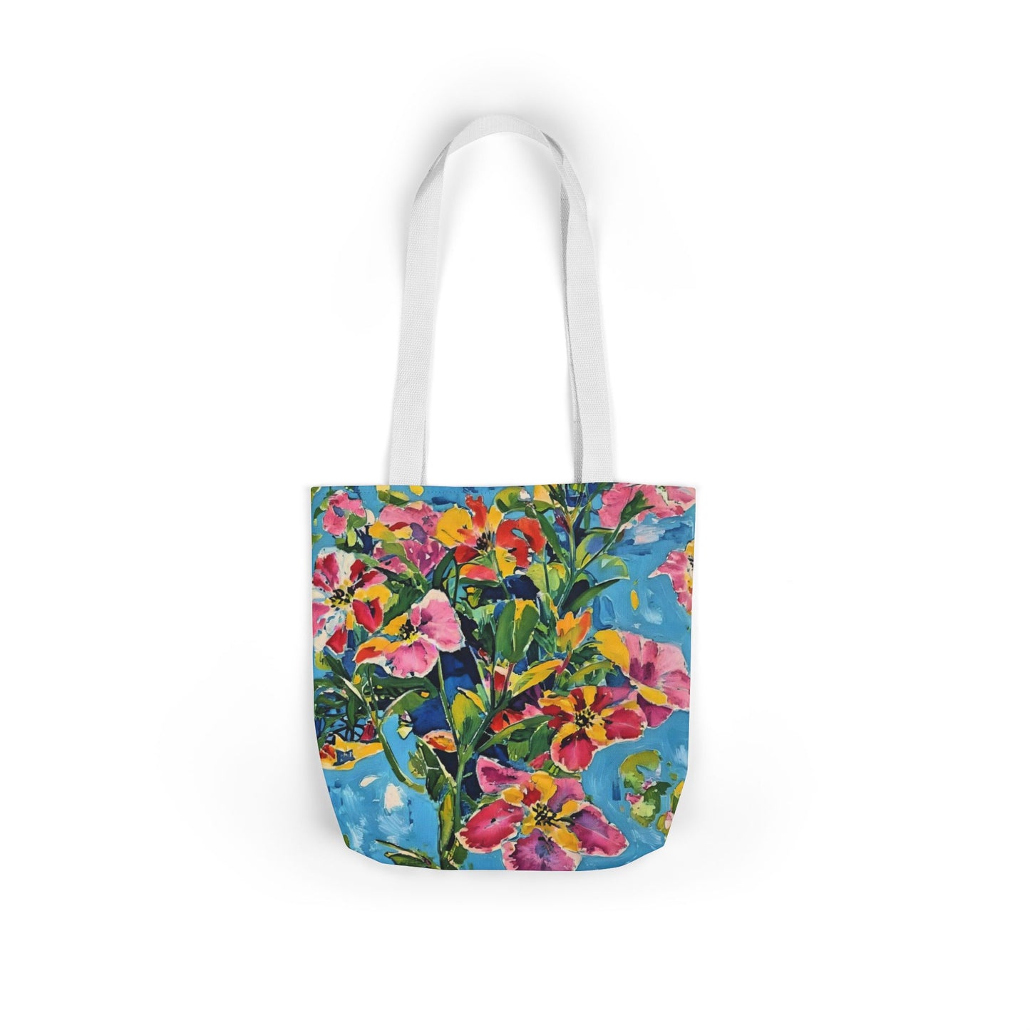 Floral Canvas Tote Bag — Bright Watercolor Garden Print