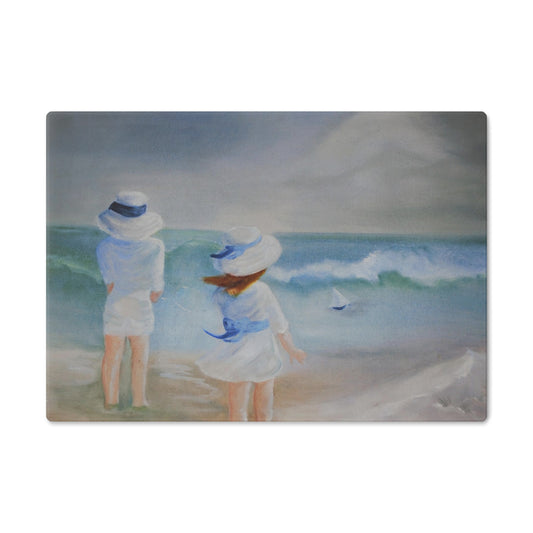 Dodie's Boy and Girl at the Beach Glass Cutting Board
