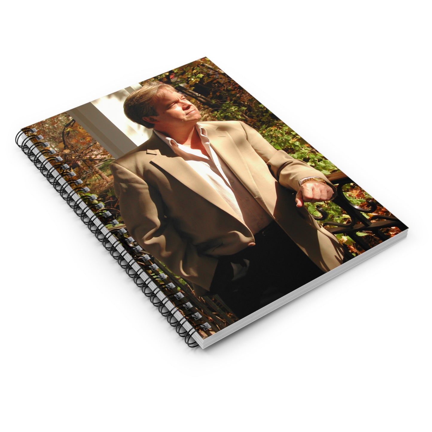 Man Admiring Fall Foliage Spiral Notebook - Ruled Line