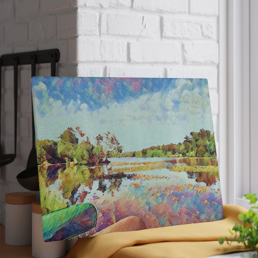 Hopewell Lake in Autumn | Glass Cutting Board