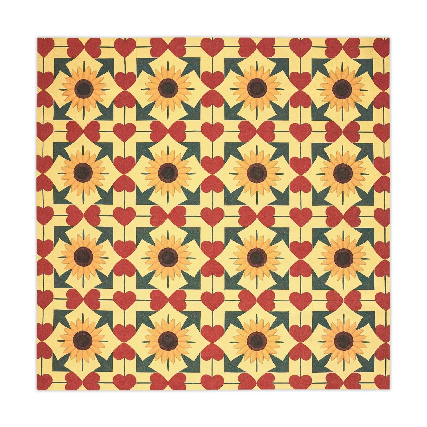 Heart and Sunflower Quilt-LikeTablecloth