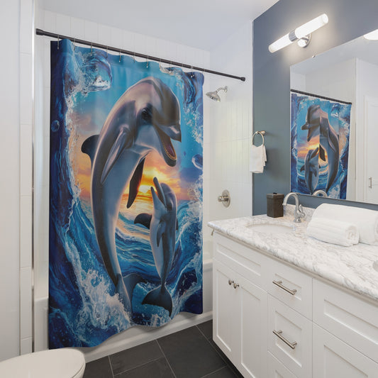 Joyful Dolphins Shower Curtain