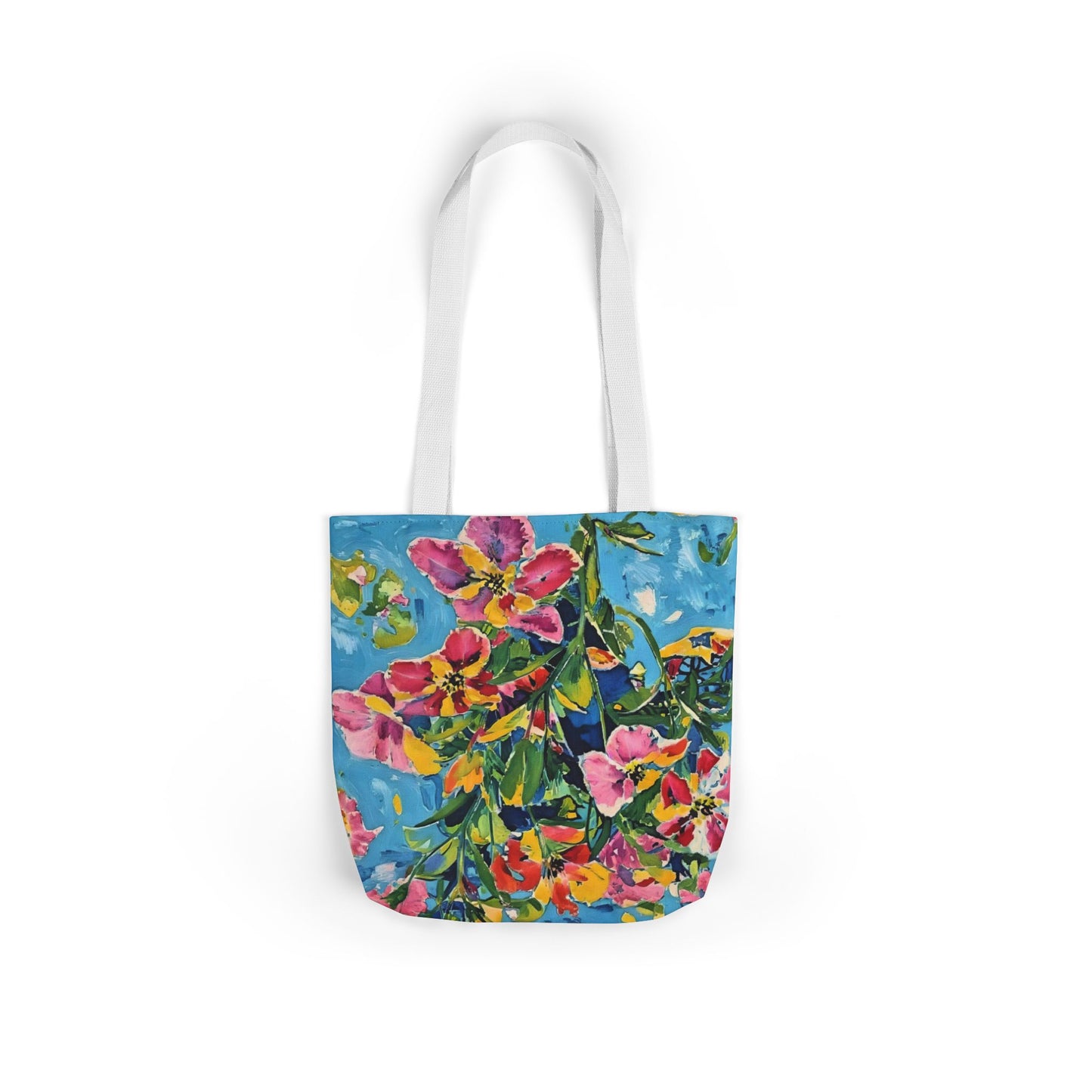 Floral Canvas Tote Bag — Bright Watercolor Garden Print