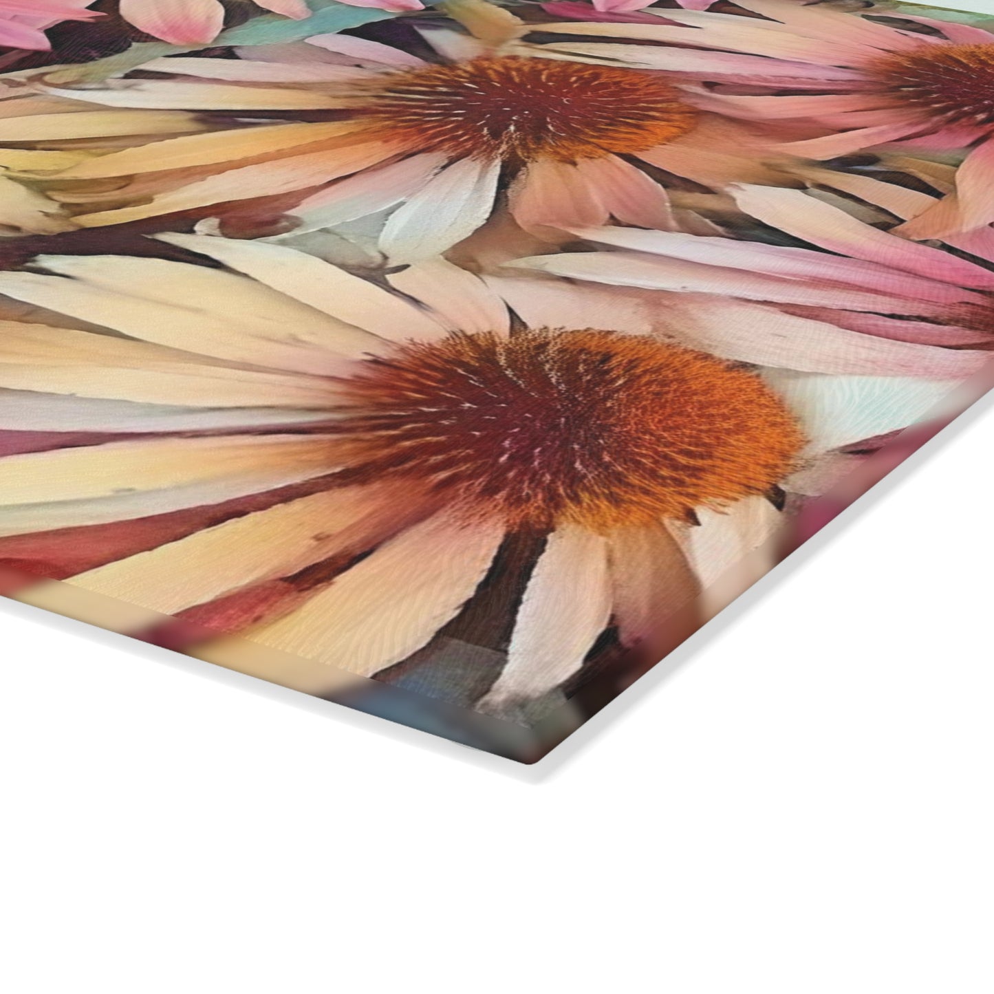 Pink Daisy Boho Glass Cutting Board