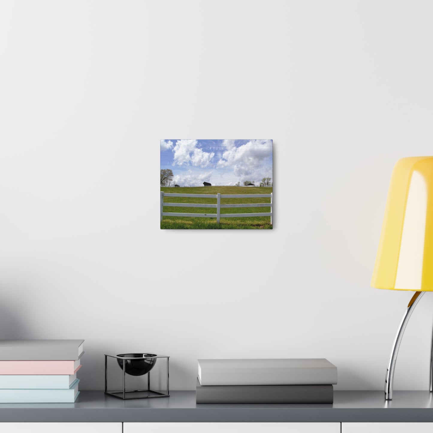 Farm Scene with White Fence Canvas