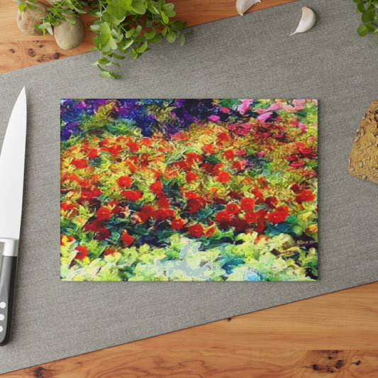 Impressionistic Wildflower Glass Cutting Board