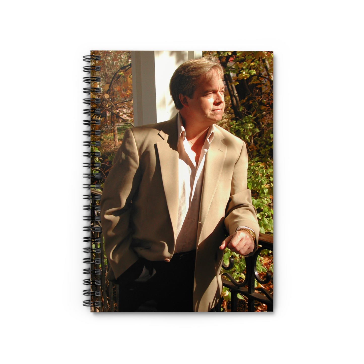 Man Admiring Fall Foliage Spiral Notebook - Ruled Line