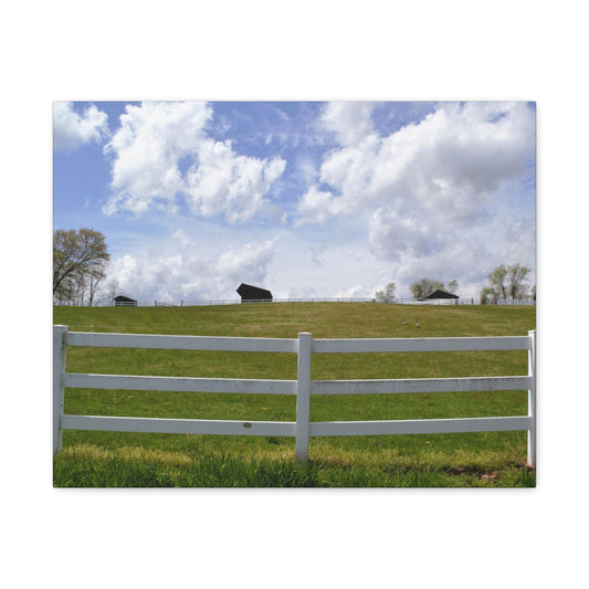 Farm Scene with White Fence Canvas