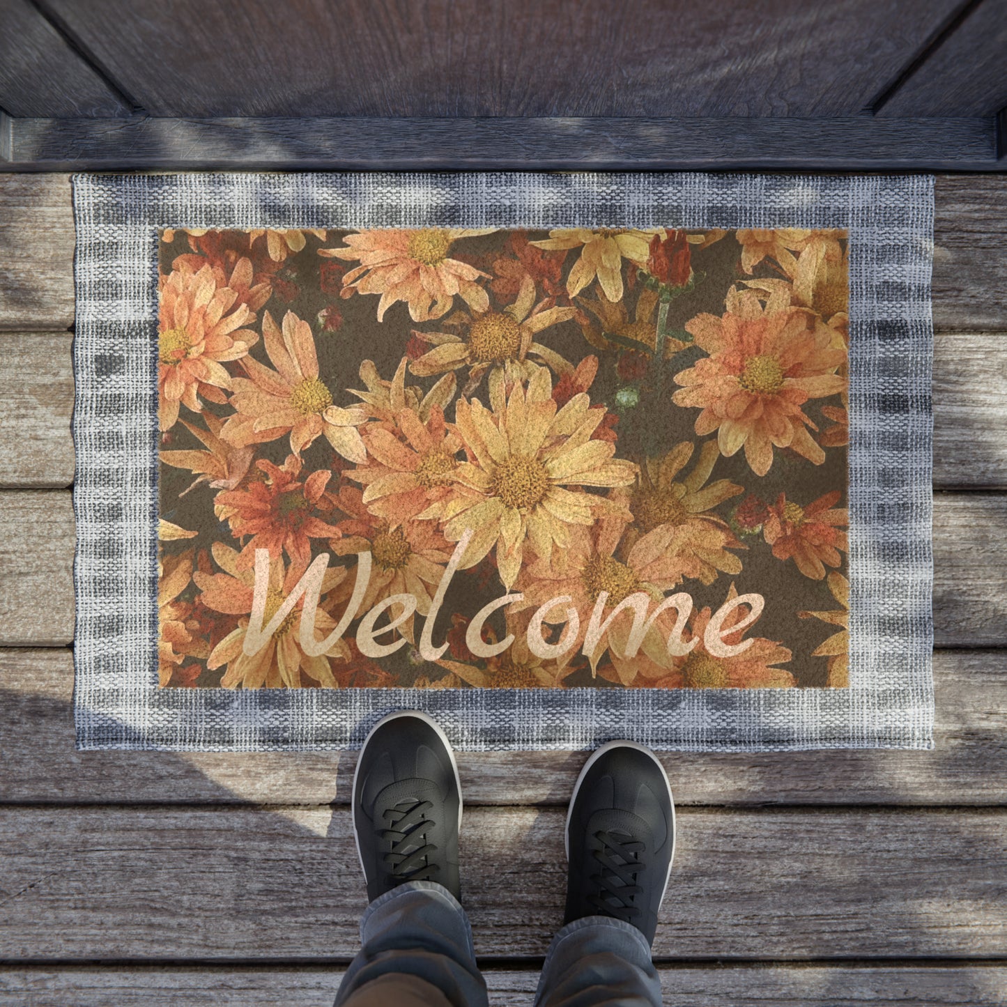 Fall Asters Welcome Doormat