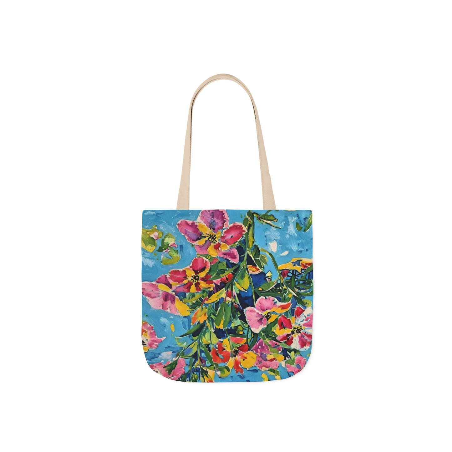 Floral Canvas Tote Bag — Bright Watercolor Garden Print