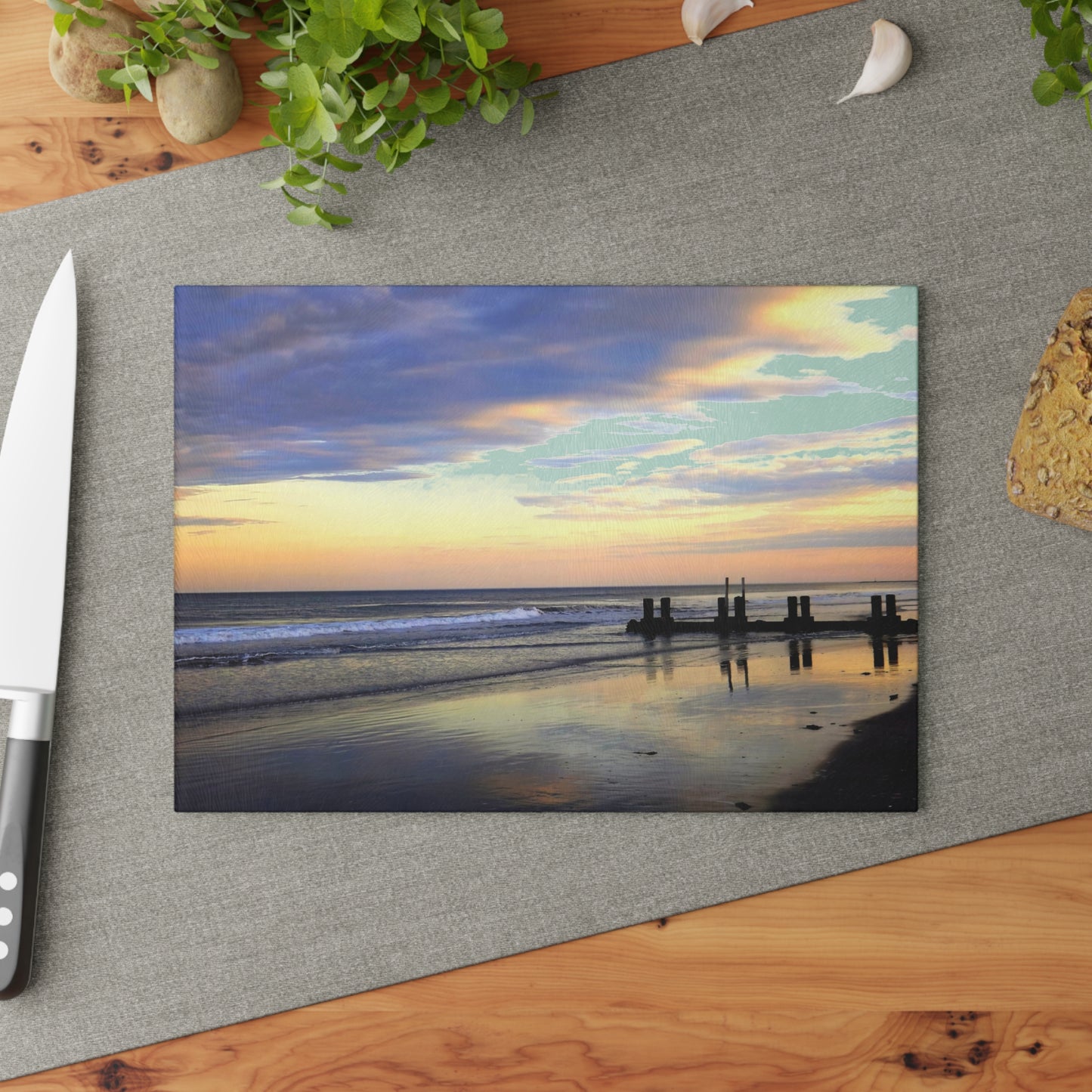 Sunset at Wildwood Beach Glass Cutting Board