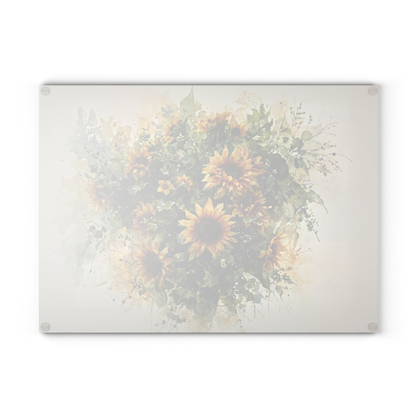 Sunflower Bouquet Glass Cutting Board — Bright Floral Kitchen Gift